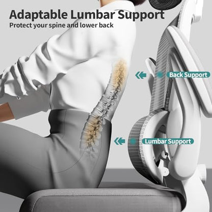 TRALT Office Chair Ergonomic Desk Chair - Gaming Chair with Lumbar Support | 330 LBS Home Office Desk Chairs with Headrest, Reading Chair with Flip-up Armrests, Comfortable Computer Chairs (1, Grey) - color: Light Grey