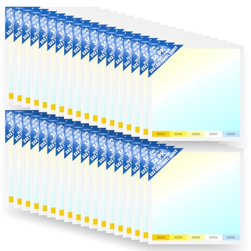 36Pack 2x2 LED Flat Panel Light 5CCT Selectable Drop Ceiling Fixture | Dimmable 3000K-6500K 20-40W Adjustable Recessed Back-Lit Fixture for Office, ETL Listed - size: 2X2 36Pack