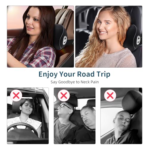 2 Pack - Car Headrest Pillow for Neck Support, 100% Memory Foam Car Pillow - color: Pack of 2