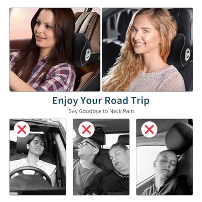 2 Pack - Car Headrest Pillow for Neck Support, 100% Memory Foam Car Pillow - color: Pack of 2