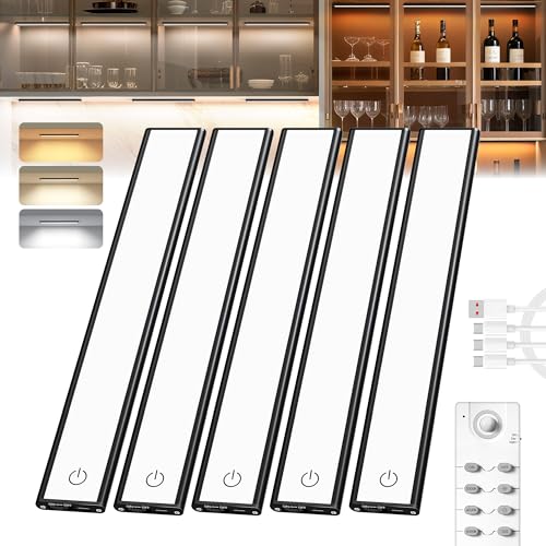 Under Cabinet Lighting,Under Counter Lights for Kitchen,Closet,20CM,3Pack | 66 LED, Wireless Motion Sensor Light Indoor,Rechargeable Closet Lights Battery Operated,Magnetic Dimmable & 3 Color Temps - size: 20CM-5PCS