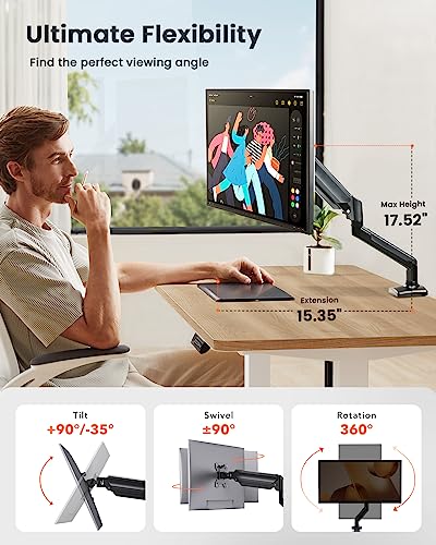 ErGear Single Monitor Arm for 13-36 Inch Screens, 22 lbs Capacity (Pack of 2) - size: 13"-36" (Pack of 2), style: Single Arm