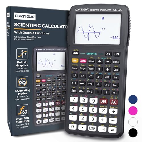 CATIGA Scientific Calculator with Graphic Functions, Upgraded Multi-Mode Graphing Calculators for Students, High School & College Calculator Scientific, Calculadora Cientifica, CS-229 - color: 1.1) Black