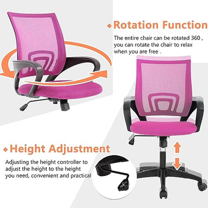 PayLessHere | Office Chair | Pink | Pack of 1 | with Lumbar Support - color: Pink, style: pack of 1