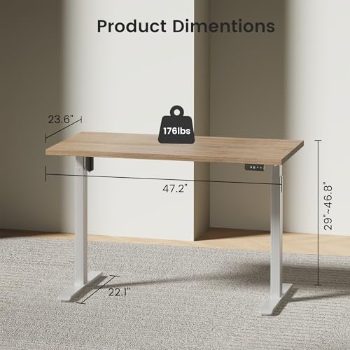 ModernMate Electric Standing Desk with 2-Drawer File Cabinet, Adjustable Height Executive Desk, Home Office Workstation with A Engineered Wood 1.18" Solid Desktop, Built-in Outlets, White Walnut - color: White Walnut
