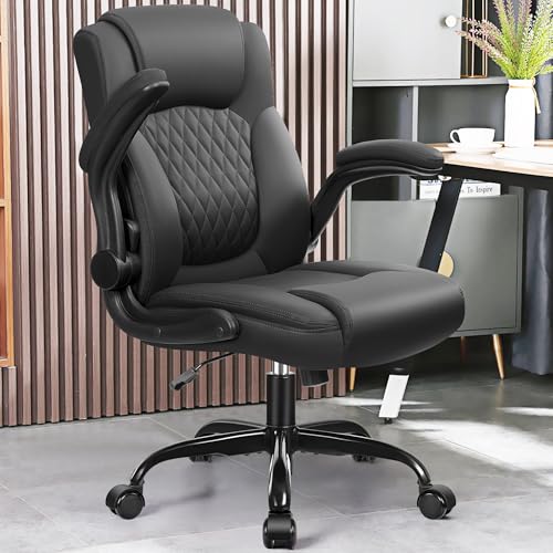 Leather Office Chair, PU Home Computer Desk Chairs with Ergonomic Back Support, 360°Swivel Free，Small Gaming Chair with Wheels and Adjustable Armrests, for Short People Use - color: Black, size: 10 Pack