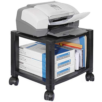 Kantek Mobile Printer Stand Cart, 2 Shelf with Drawer, Adjustable Height, Cable Management, Locking Casters, 17" x 13.25" x 14.12" - size: 17-Inch Standard, style: 2-Shelf