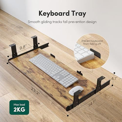 FEZIBO Standing Desk with Keyboard Tray, 60 x 24 Inch Adjustable Height Sit Stand Desk with Memory Presets for Home Office, Ergonomic Computer Workstation, Rustic Brown