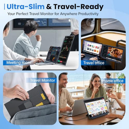 15.6" Laptop Screen Extender, 1080P FHD Detachable Portable Monitor for Laptop with Independent Stand, Vertical Travel Monitor Extender for Mac/Windows/Android/Game Console