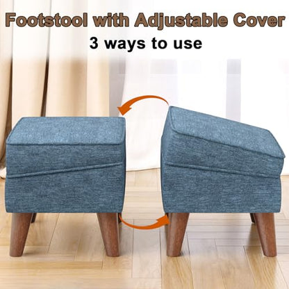 FAGAGA Small Footstool Ottoman with Adjustable Lid, Storage Ottoman - color: Blue, size: 11.8"D x 15.8"W x 11.3"H