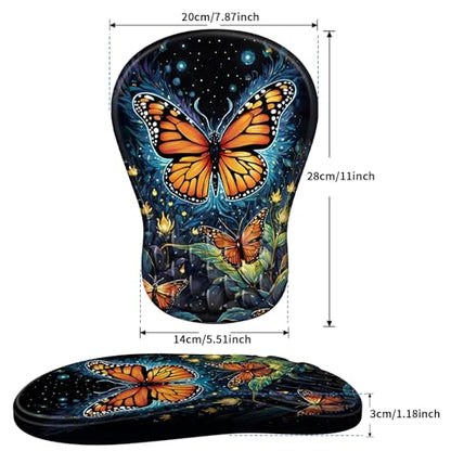 YIWEI Ergonomic Mouse Pad with Wrist Rest for Carpal Tunnel Pain Relief - color: Butterfly