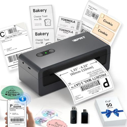 iDPRT Bluetooth Thermal Shipping Label Printer, Wireless 4x6 Shipping Label Printer, Compatible with Android, iPhone, Windows & Mac, Widely Used for, Amazon, Shopify, Etsy, USPS, SP460BT - color: Black