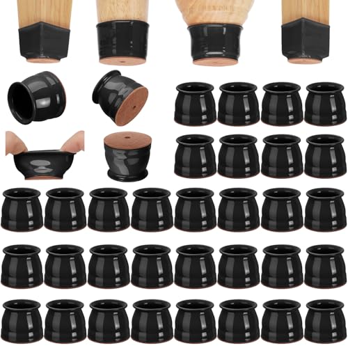 CHUNZEXI 32 Pack Chair Leg Floor Protectors for Hardwood Floors, Silicone Felt Covers Pads Caps, Protect Wood Furniture Feet Floors Noise Reduce and Scratch (Universal Large) - color: Black-32pack, size: Universal L