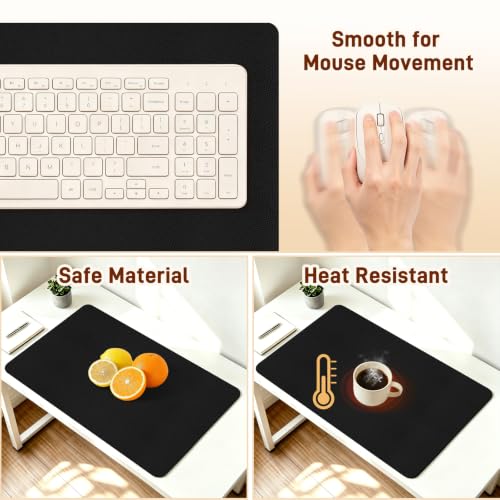 PU Leather Desk Protector/Nightstand Mat, 23.6X13.7 in Black - color: Black, size: 23.6" x 13.7"