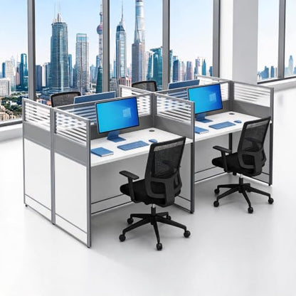 Office Cubicle Desk with Privacy Panels - Modular Office Workstation for 2/4/6/8/10 Person, Wood and Metal Workstation for Business Commercial Workspace,White,10 Person - size: 10 Person
