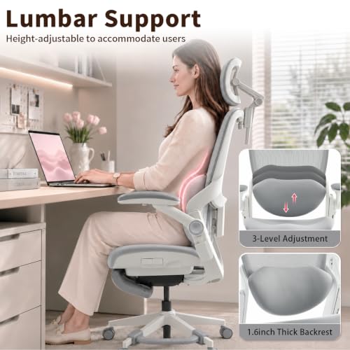 MUSSO E80 Muse Petite Ergonomic Office Chair for Women & Small Frames Grey - color: Grey