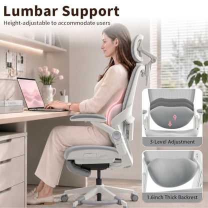 MUSSO E80 Muse Petite Ergonomic Office Chair for Women & Small Frames Grey - color: Grey