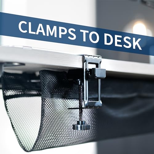 VIVO No Drill Clamp-on 44 inch Mesh Net Under Desk Cable Management Wire Organizer, Adjustable Home Office Standing Desk Cord Storage Sleeve, Black, DESK-AC44MH (Pack of 2) - size: 44" (Pack of 2)