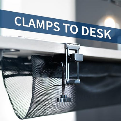 VIVO No Drill Clamp-on 44 inch Mesh Net Under Desk Cable Management Wire Organizer, Adjustable Home Office Standing Desk Cord Storage Sleeve, Black, DESK-AC44MH (Pack of 2) - size: 44" (Pack of 2)