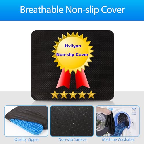 Gel Seat Cushion for Long Sitting, (Thick & Large) Cushion for Wheelchair | Gel Cushion for Office Chair, Soft & Breathable, Chair Cushion, Gel Car Seat Cushion for Hip Pain (Blue Cushion+Black Cover)