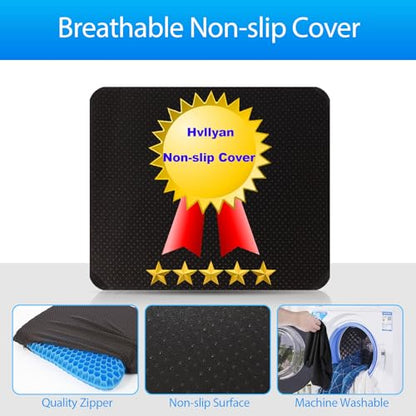 Gel Seat Cushion for Long Sitting, (Thick & Large) Cushion for Wheelchair | Gel Cushion for Office Chair, Soft & Breathable, Chair Cushion, Gel Car Seat Cushion for Hip Pain (Blue Cushion+Black Cover)