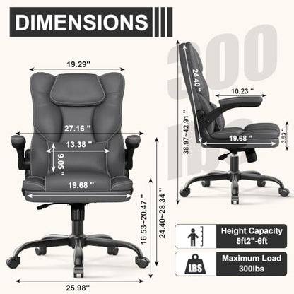 Executive Office Chair Flip Up Arms Lumbar Support Home Office Desk Chair - color: Grey