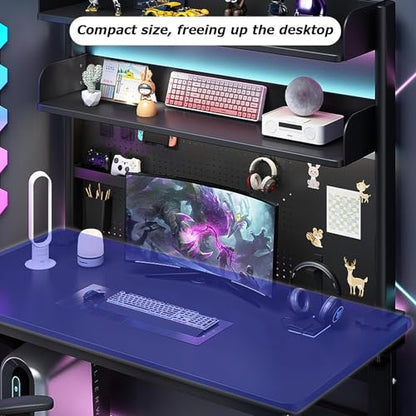 Clamp On Desk Organizer Shelf, Desk Extender Pegboard Workstation,Computer Desk Accessories for Office, Privacy Panel for Gaming Desk,Clamp-on 23.6/31.5/39.3in Desktop Shelving System, Black (Size :