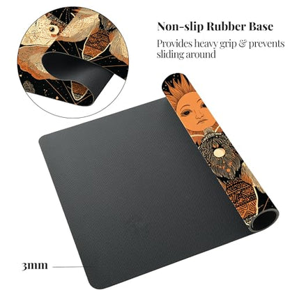 Myth Sun Desk Mat, Cute Extended Gaming Keyboard Mouse Pad, Large Office Desk Cover Mat Pad Deskmat, Non-Slip Leather Home Office Desk Mat Protector 31.5"×15.7" - color: Sun, size: L(31.5×15.7 inch)