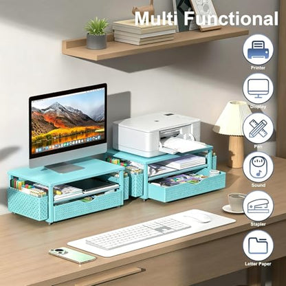 Spacrea Desk Organizers and Accessories, Printer Stand with Storage, Blue - color: Blue
