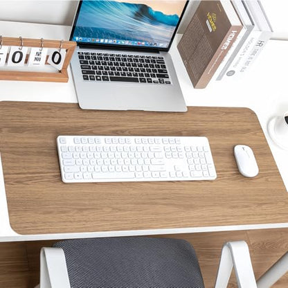 Elegant Wood Grain Leather Desk Pad, Non-Slip Large Mouse Pad Keyboard Mat (24" x 12"), Desk Blotter & Table Protector for Office Home, Birch Khaki - color: Birch Khaki