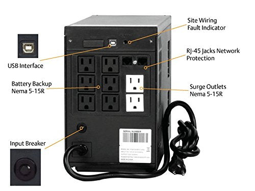 Liebert 1000VA 600W Line-Interactive UPS , Black (PSA1000) - size: 1000VA
