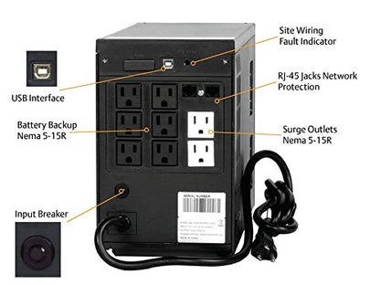 Liebert 1000VA 600W Line-Interactive UPS , Black (PSA1000) - size: 1000VA