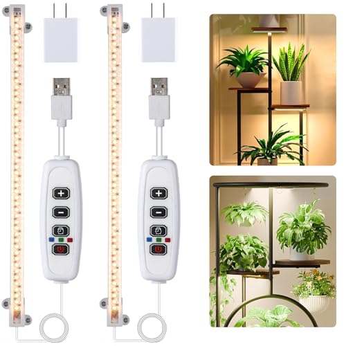 Hywyimlait LED Grow Light Strips for Indoor Plants Full Spectrum 3500K, 96 LEDs Plant Light Bar with 3/9/12H Timer, 10 Dimmable Levels for Seedling Succulent and Shelf, 13 Inches, 1 Head 2 Pack - color: 3500K Warm, size: 13Inch 1 Strip 2 Pack