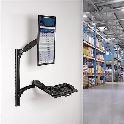 VIVO Black Sit-Stand Wall Mount Counterbalance Height Adjustable Monitor and Keyboard Workstation for Screens up to 27 inches STAND-SIT1K… - color: Black