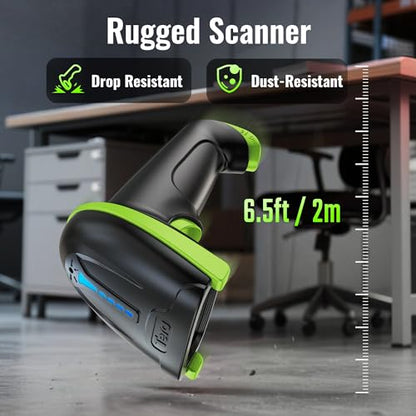 Tera Barcode Scanner with Battery Indicator: 1D Wireless, 5100 Green | USB Wired 2.4G Wireless Reader, 2200mAh Battery, 1D Laser Scanning, IP54 Protection, Retail Checkout Warehouse Library School - color: 1D Green