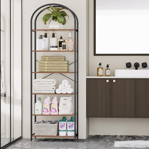 Homhedy 6-Tier Arched Bookshelf, Display Racks, Tall Book Shelf, 73.6" H - size: 6 Tier -23.6"W