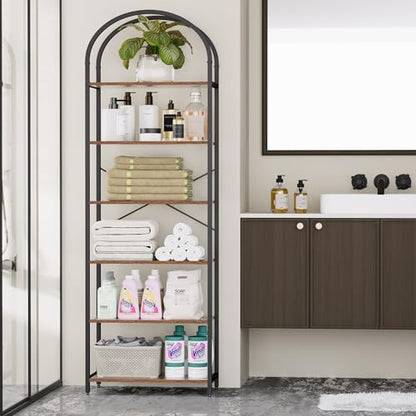 Homhedy 6-Tier Arched Bookshelf, Display Racks, Tall Book Shelf, 73.6" H - size: 6 Tier -23.6"W