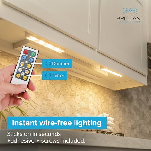 Wireless LED Under Counter Lights with 2 Remote Controls - 6-Pack Battery Operated Under Cabinet Lighting Fixtures - Stick On Push Lights with Timer - Warm White, 8.5" x 2" x 0.6" - size: 6 pack, style: Remote Control