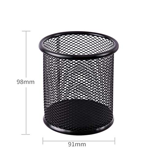HSYMQ Black Pen Holder Cup for Desk, Pencil Cup Holder, Black Wire Mesh Pen Cup for Desk Office Pen Organizer