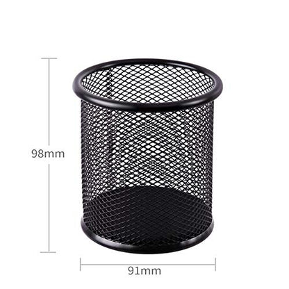 HSYMQ Black Pen Holder Cup for Desk, Pencil Cup Holder, Black Wire Mesh Pen Cup for Desk Office Pen Organizer