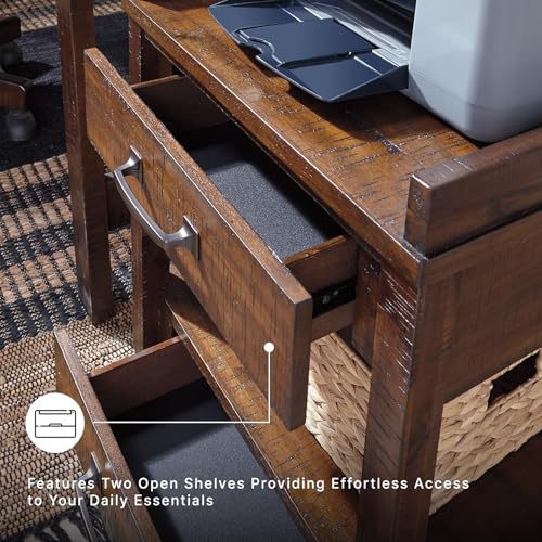 Signature Design by Ashley Rolling Printer Stand with Storage, Rustic Brown