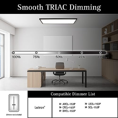 UltraLux 1x4 Surface Mount LED Panel TRIAC Dimmable 3CCT Matte Black 1Pk | 3000 lumens, 120-degree beam, CRI>80, aluminum build, damp-rated, fits junction boxes, over 50,000 hours, 5-year warranty - color: Matte Black, size: 1X4 (1 Pack)