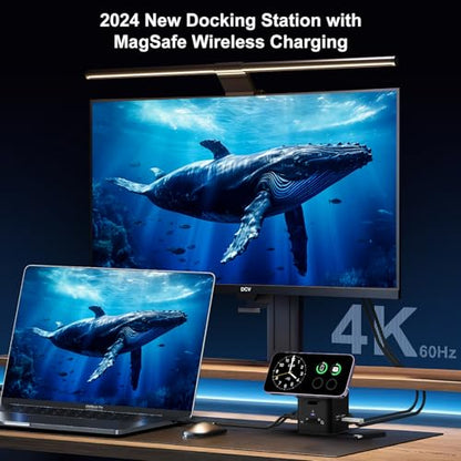 USB C Laptop Docking Station, 9 in 1 Hub with MagSafe Charger Stand, Black - color: Black