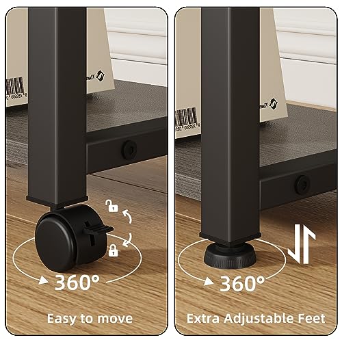 YAOHUOO 22"x15" Large Printer Stand with Drawer, 2-Tier Rolling Table Cart - color: Gray, size: 2-Tier