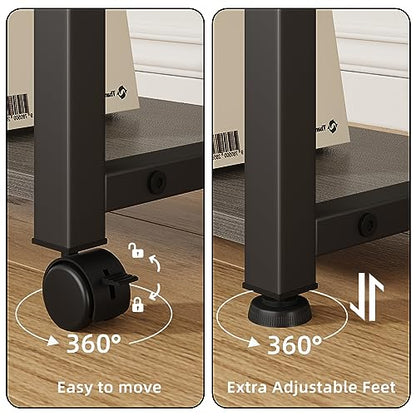 YAOHUOO 22"x15" Large Printer Stand with Drawer, 3-Tier Rolling Table Cart - color: Gray, size: 3-Tier