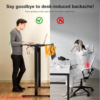 47"x24" Standing Desk, Height Adjustable Sit-Stand Home Office, Black | Electric Adjustable Standing Desk, Sit to Stand Computer Office Desk with Splice Board, Memory Preset, Lifts 28.7''-46.5" - color: Black Frame-black, size: 47.2-inch