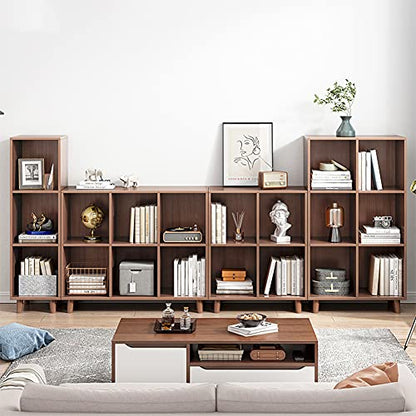 IOTXY Open Cubes Low Bookcase - 2-Tier 6-Cube Short Bookshelf in Walnut - color: Walnut, size: 2-Tier 6-Cubes