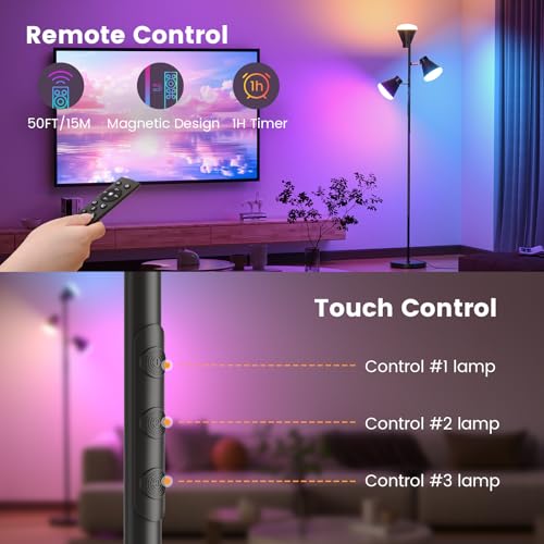 SIBRILLE 36W LED Tree Floor Lamp with Remote for Living Room Bedroom - color: RGB (Red, Green, Blue)