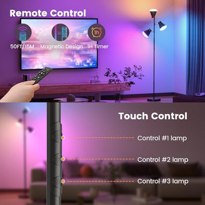 SIBRILLE 36W LED Tree Floor Lamp with Remote for Living Room Bedroom - color: RGB (Red, Green, Blue)