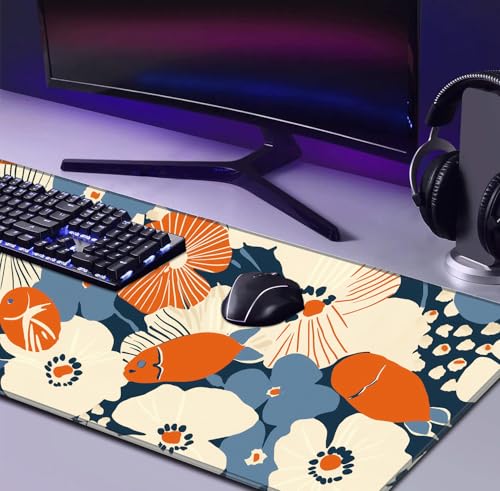 Ladies' Office Desk Cute Petal Keyboard Accessories Game Extended Mouse Pad | Large Extended Mouse Pad; Full Desk Coverage; Waterproof Coating; Stable Anti-Slide Base For Gaming, Office, Study Daily Use - color: Anime Flower